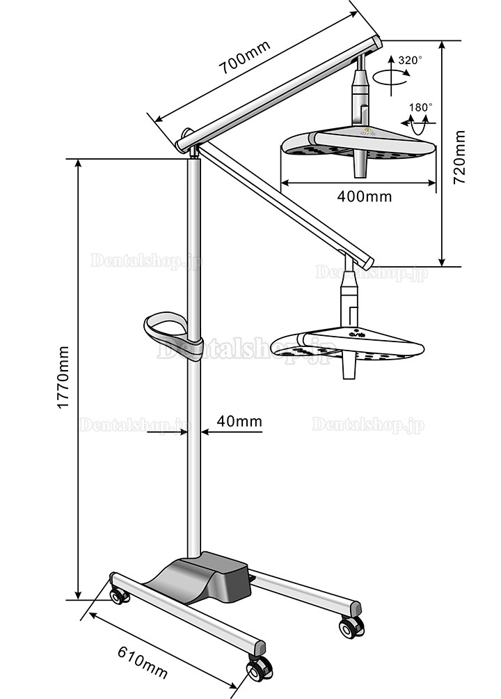 KWS KD-2036L-4 80W LED歯科手術用LED照明灯（ベース付き、スタンドタイプ）